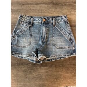 Cleo‎ + Wolf Women's Size 28 Medium Wash High Rise Carpenter Denim Shorts Retro